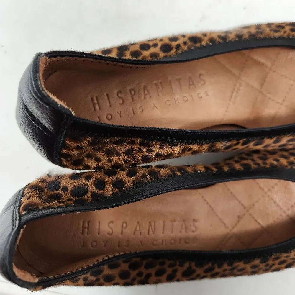 HISPANITAS Calf Hair Cheetah‎ Print Kitten Heels Size 36